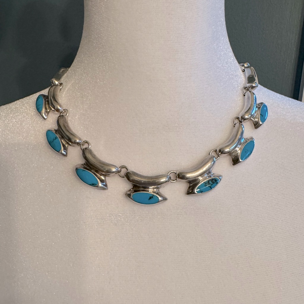 Women’s Necklace Silver .925 And Turquoise From Mexico